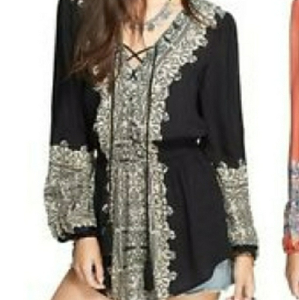 NWT Free People crinkle persimmon Bohemian top XS